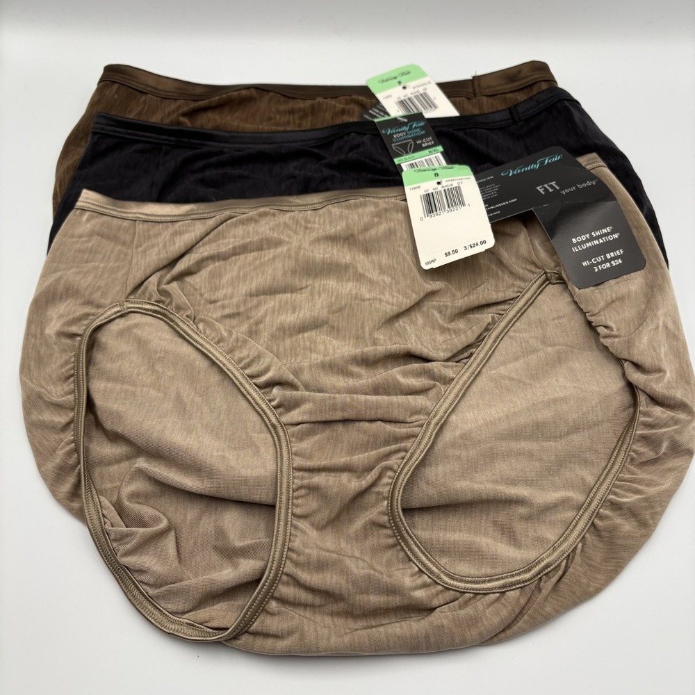 3 Vanity Fair‎ Illumination Hi-Cut Brief Panty Multi Color Sz 8/XL NWT